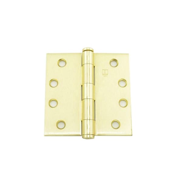 Patioplus 4 x 4 in. Full Mortise Five Knuckle Plain Bearing Standard Weight Hinge, No. 008555 Satin Brass PA1621506 - main